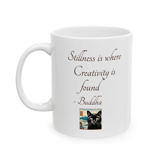 Ceramic Mug, 11oz - Calligraphy/Stillness
