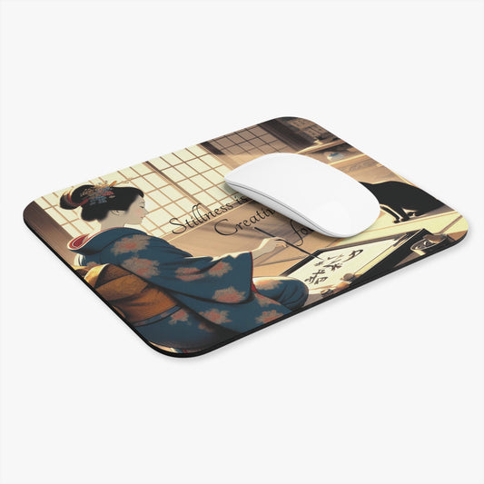 Kyoto Cat Mouse Pad - Calligraphy/Stillness