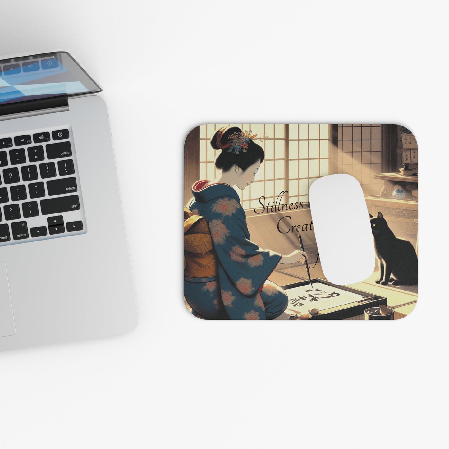 Kyoto Cat Mouse Pad - Calligraphy/Stillness