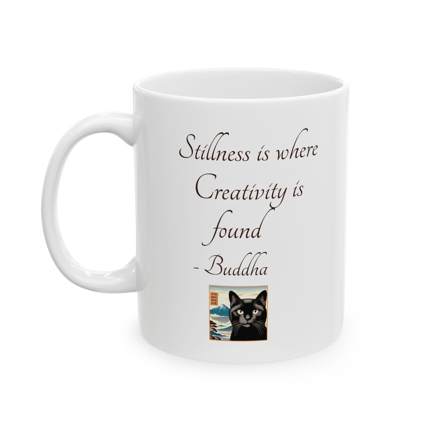 Ceramic Mug, 11oz - Calligraphy/Stillness