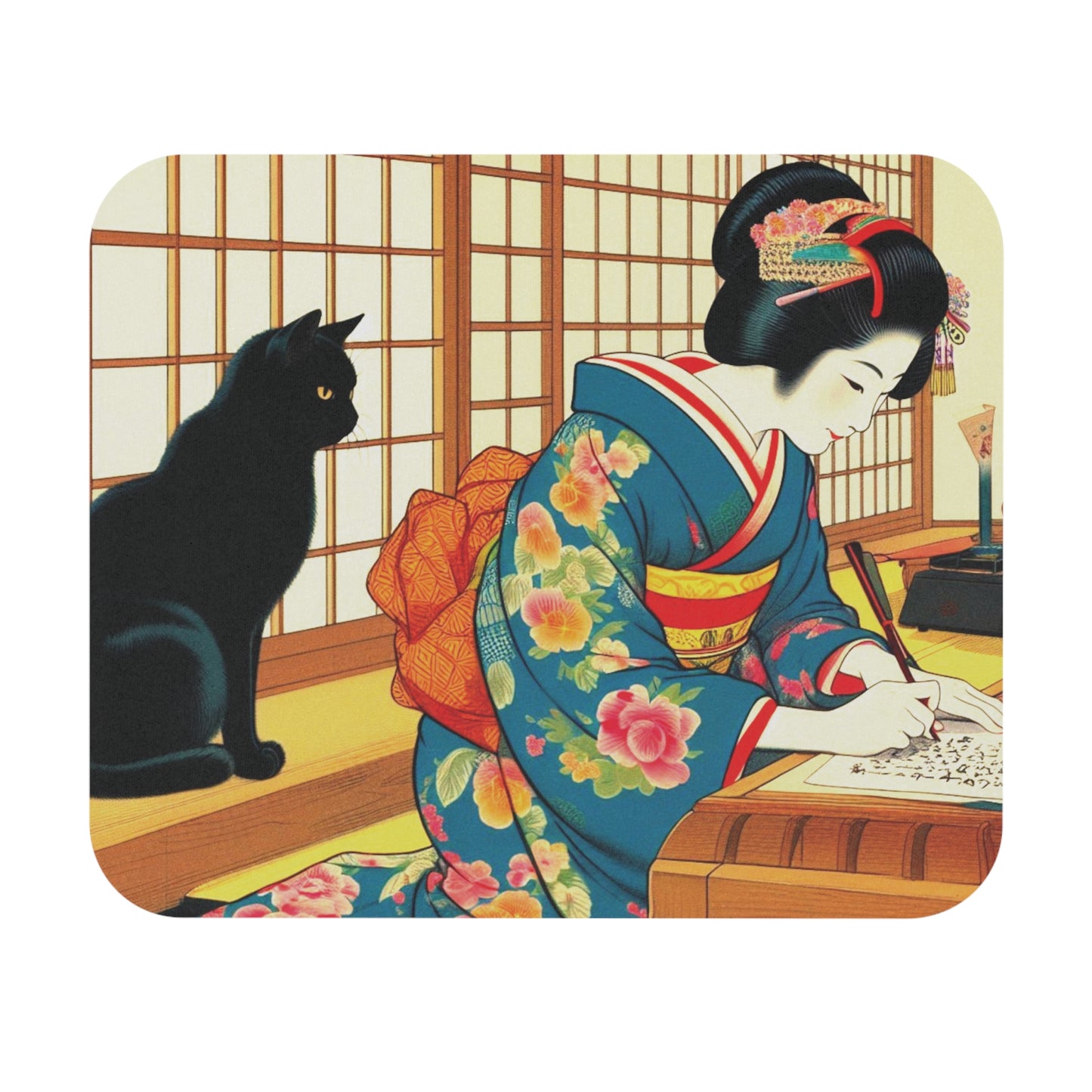Kyoto Cat Mousepad - Calligraphy/Words