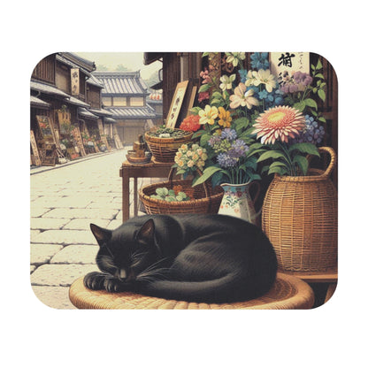 Kyoto Cat Mouse Pad - Street Life/Flowers