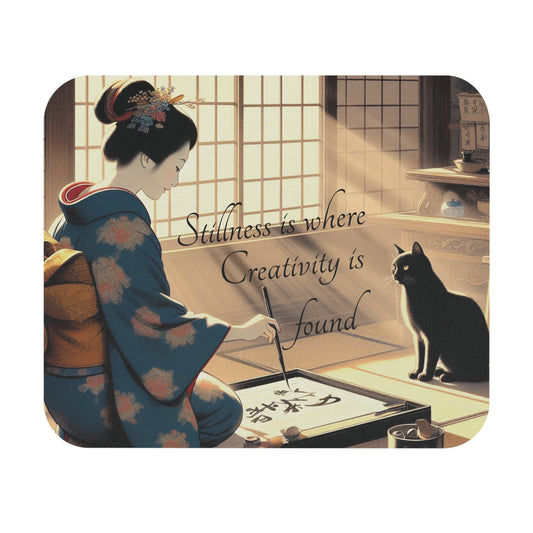 Kyoto Cat Mouse Pad - Calligraphy/Stillness
