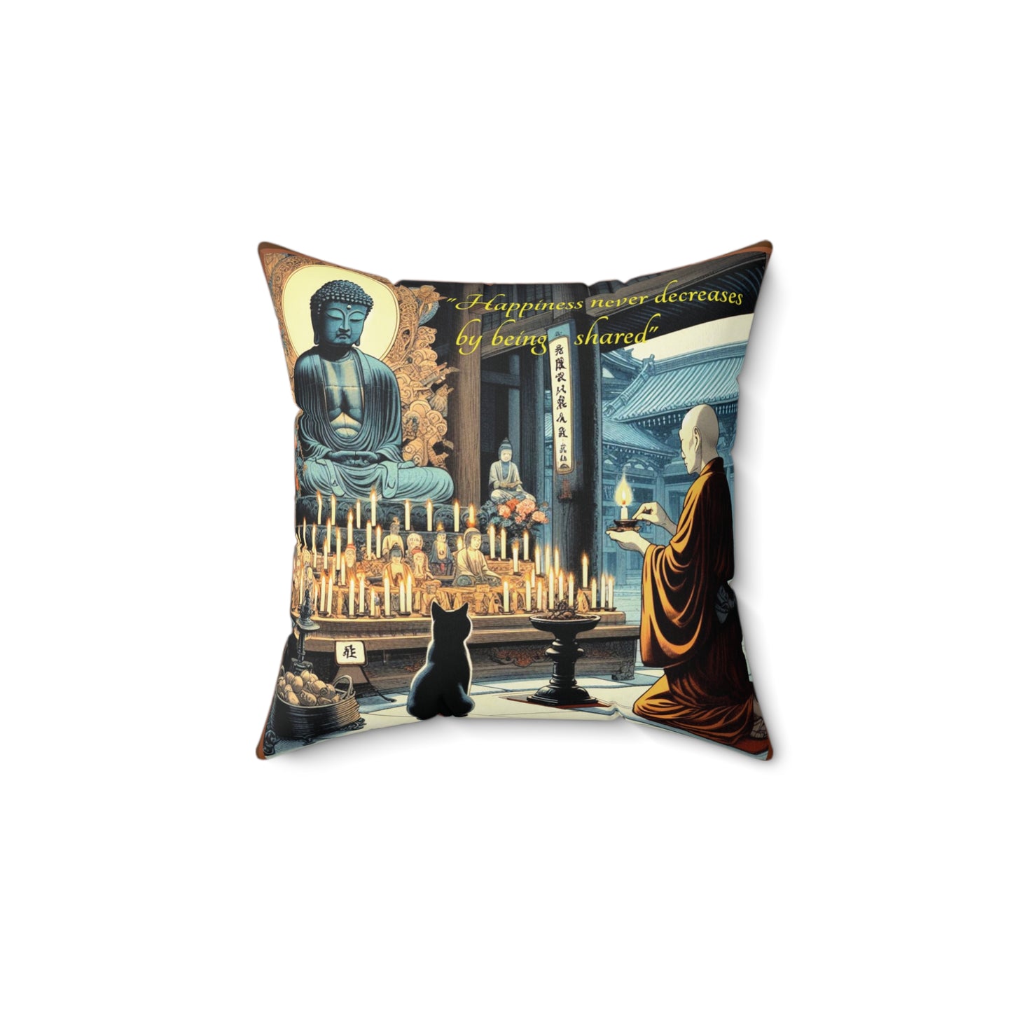 Spun Polyester Pillow - The Way/Happiness