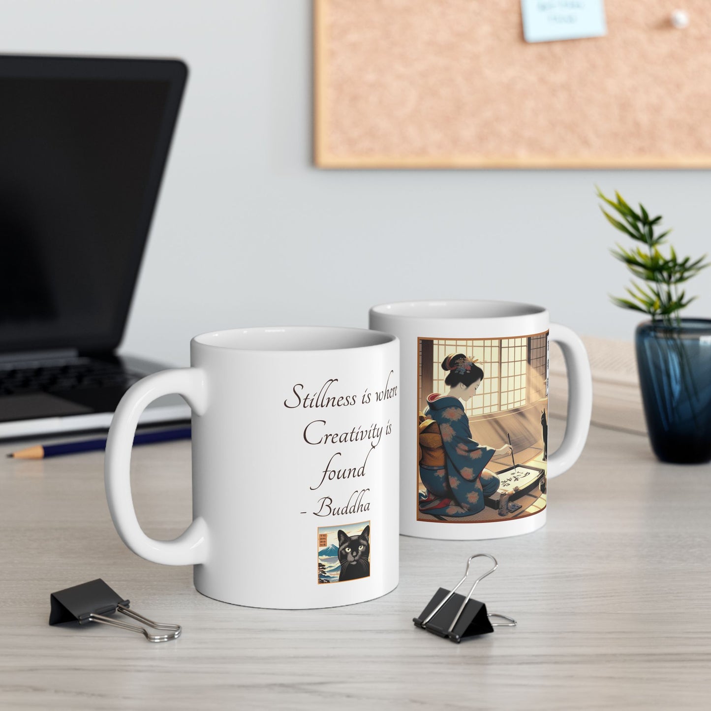 Ceramic Mug, 11oz - Calligraphy/Stillness
