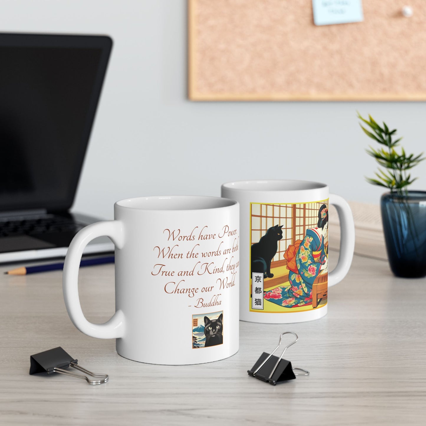 Ceramic Mug, 11oz - Calligraphy/Words